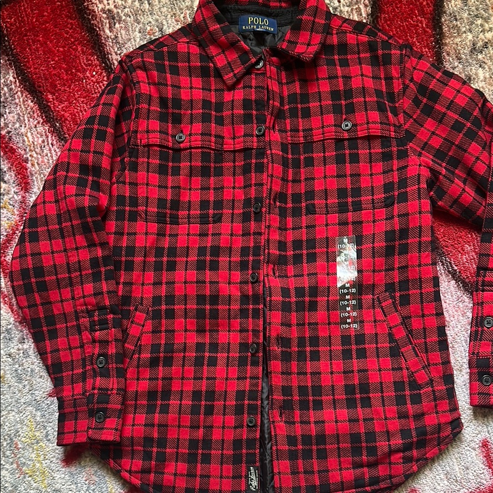 Polo Ralph Lauren Red and Black Plaid flannel padded Shirt
